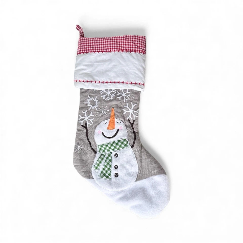 Medias de muñeco de nieve Pottery Barn acolchadas grises copos de nieve vacaciones de Navidad sin mono Foto 1 de 4