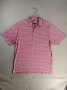Footjoy Mens Shirt Large Pink Striped Polo Short Sleeve Collared Activewear Golf - Picture 1 of 9