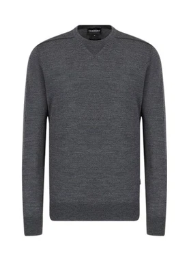 NWT EMPORIO ARMANI GREY ASV WOOL AND LYOCELL BLEND SWEATER 8N1MUV 1MJWZ SIZE M - Image 1 of 4