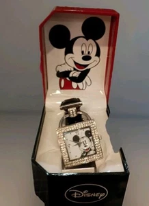Disney Mickey Mouse Kristall akzentuiert schwarz Lederband Uhr neu braucht Batterie - Bild 1 von 7