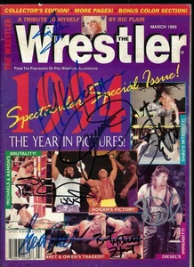 EB3418 HOGAN FLAIR HART HBK MANKIND signed Vintage Wrestling Magazine w/COA - Picture 1 of 12