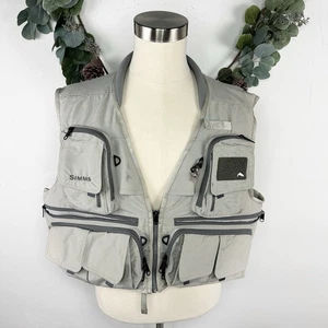 Simms Fly Fishing Vest Mens XXXL Freestone Gray Cargo Pockets Nylon Guide - Picture 1 of 16