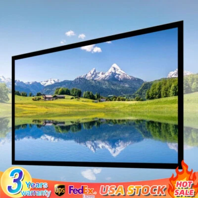 130inch Aluminum Fixed Frame 16:9 Projector Screen White Home Theater TV Movies - Image 1 of 4