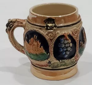 Vintage WEST GERMANY beer mug stein grapes,CASTLES FEINDL, BRUDER, DARACHENFEELS - Picture 1 of 10