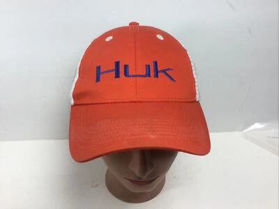Huk 钓鱼帽扣环网眼棒球卡车司机帽白色橙色 — 第 1/4 张图片