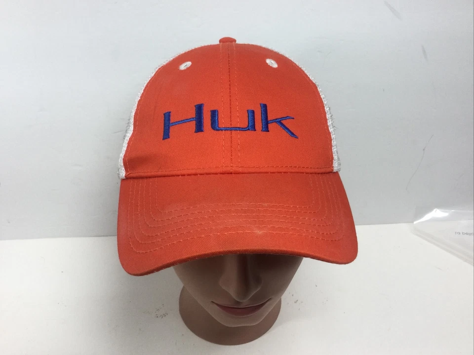 Huk Gorra de Pesca Snapback Malla Béisbol Camionero Gorra Blanco Naranja Foto 1 de 4