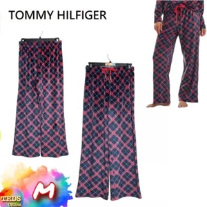 NWT Tommy Hilfiger Women's M Printed Velour PJs Pants Black/Red Plaid $78 (set) - Picture 1 of 6