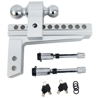 Adjustable 2" Receiver 12500 lb 8" Drop Towing Hitch Dual Ball  Mount Trailer - Image 1 of 4