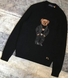 Best Tiger Embroidery Ralph Lauren Polo Bear Knit Sweater M - Picture 1 of 10