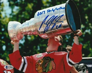 BRANDON SAAD Signed BLACKHAWKS 2013 STANLEY CUP 8x10 PHOTO w/ Beckett COA & Insc - Picture 1 of 1