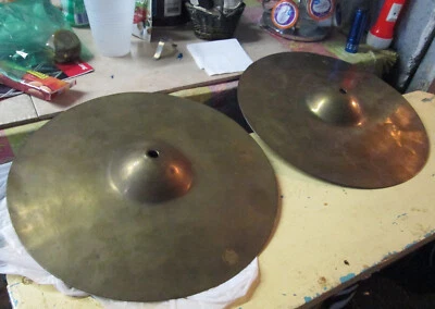 FLYING SAUCER looking no name 700 gram each approximate Hi Hat cymbals 12" - Image 1 of 4