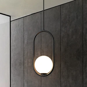 Contemporary Glass Pendant Light Black Hanging Lamp E27 W:20CM 40CM Height - Picture 1 of 4