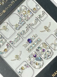 Japan the Namié Nail Look purple & white crystals & pearls nail stickers日本指甲貼 - Picture 1 of 4