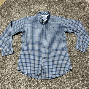 wrangler 20x competition shirt youth boy L blue plaid cowboy long sleeve rodeo - Picture 1 of 10