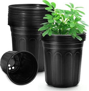 24 Pack 1 Gallon Nursery Pots Flexible 1 Gallon Pots for Plants Black - Picture 1 of 11
