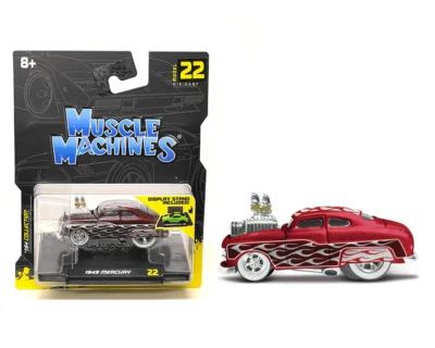 1/64 Muscle Machines 1949 Mercury Custom & Silver Flames Diecast Red 15562RD - Image 1 of 2