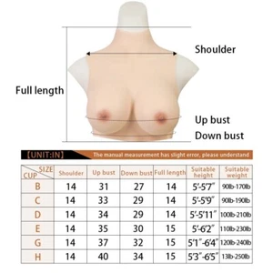 Silicone Breast Forms Breast Plates B-H Cup Fake Boobs Crossdresser Drag Queen - Picture 1 of 12