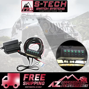 S-Tech 6 Switch System w/ relay center Green Dual LED For 12-18 Jeep Wrangler JK - Picture 1 of 12
