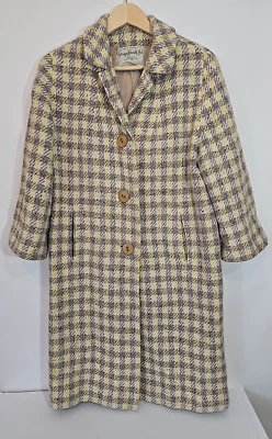 George Straith Ltd Vintage 60s Plaid Woolen Scottish Tweed Dress Coat Size S/M - Image 1 of 4