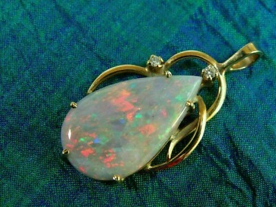 3Ct Pear Cut Simulated Fire Opal Solitaire Pendant 14K Yellow Gold Plated Silver - Image 1 of 4