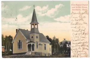 PRIMERA IGLESIA BAUTISTA Y ESCUELA VINTAGE ESTOCOLMO ME POSTAL 1907 UDB 062321 Q - Imagen 1 de 2