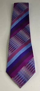 Corbata Kenneth Cole New York para hombre 100 % seda colorida púrpura granate a rayas - Imagen 1 de 7
