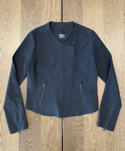 Athleta Stellar Moto Style Jacke Damen schwarz UPF 50 asymmetrisch doppelter Reißverschluss - Bild 1 von 12