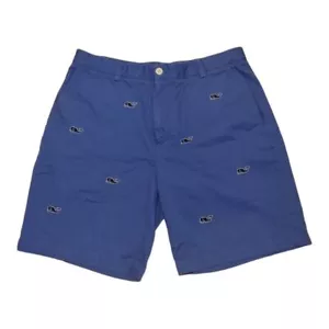 Vineyard Vines bestickte Shorts Wal Baumwoll-Twill adrett blau - Bild 1 von 5