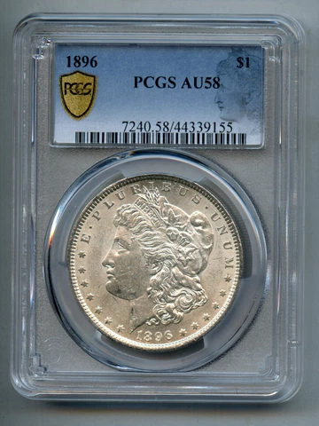 1896 Morgan Silver Dollar PCGS AU 58 Cover