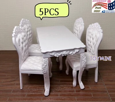 Casa de muñecas 1/6 miniatura 5 piezas para muñeca de moda de 11,5"" mesa y sillas blancas juguete Foto 1 de 4