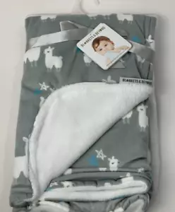 HTF Neu mit Etikett Decken & Beyond grau und weiß Llama Alpaka Sterne Plüsch Babydecke - Bild 1 von 5