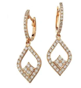 Pendientes de gota de diamante 1,00 quilates F VS corte brillante en oro rosa de 18 quilates - Imagen 1 de 1