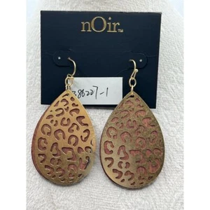 Pendientes de madera filigrana leopardo lágrima boho oro marrón B41 nOir joyería - Imagen 1 de 4