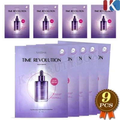 Máscara ampola MISSHA Time Revolution reparo noturno 30g x 9pcs folhas de máscara K-Beauty - Imagem 1 de 3