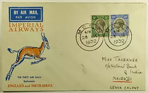 1932 Imperial Airways First Flight Airmail Canterbury England to Nairobi Kenya - Picture 1 of 2