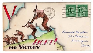 #908 on Dorothy Knapp Hand Painted Cachet #15 - WWII Patriotic 1943 - Picture 1 of 2