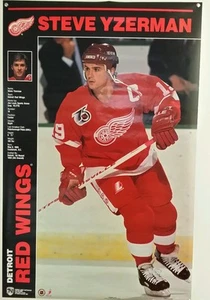 VINTAGE 1990's STEVE YZERMAN Detroit Red Wings Poster NEW STILL SEALED - Picture 1 of 2