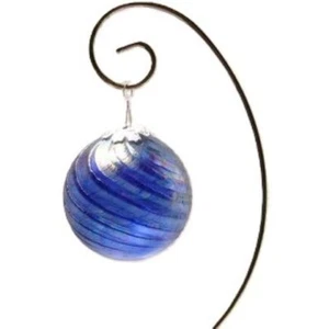 Große mundgeblasene GLASKUGEL Pfau blau Wirbel Weihnachtsschmuck - Bild 1 von 7