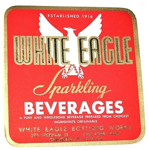 Set of 2 White Eagle Sparkling Beverages Soda Drink Bottle Label New NOS 1930s - Picture 1 of 3