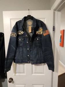 Polo Ralph Lauren Denim Trucker Jacket 1967 USRL Riders Patchwork Size small - Picture 1 of 13