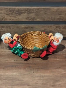 Annalee Christmas Dolls Mr. & Mrs. Claus 1971 With Basket - Picture 1 of 13