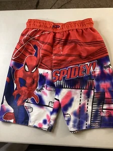Boys Swim Shorts / Trunks - Size L (10 - 12) - Red & Blue Spider-Man Trunks - Picture 1 of 4
