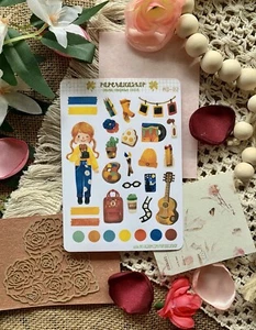 Cute Art Hoe Sticker Sheet Artist Kawaii Girly Bujo Journal Planner  Vinyl Decal - Picture 1 of 17