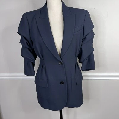 Michael Kors Collection 6 New Made in Italy Crushed sleeve Navy blue blazer - Image 1 of 4
