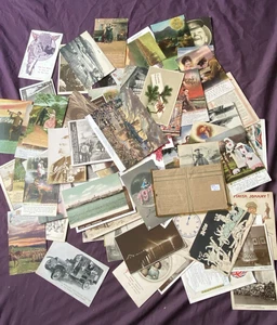Collection Of 93 WW1 Era Postcards, Soldiers, Military Leaders, Greetings, Comic - Picture 1 of 20