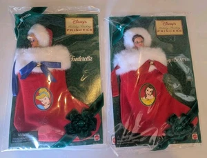 1997 Avon Disney Holiday Stocking Princess - Belle & Cinderella - Lot Of 2 NIP - Picture 1 of 5