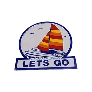 VTG RARE 1985 LETS GO DECALS "Lets Go" Sail Boat 4" Inch Catamaran Decal Sticker - Picture 1 of 3