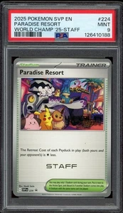 Pokemon PSA 9 Worlds 2025 STAFF Paradise Resort SVP 224 Anaheim Promo Card - Picture 1 of 2