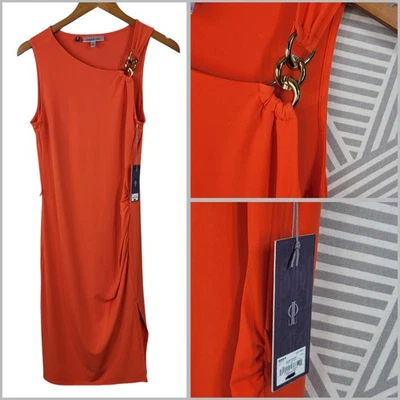 NUEVO Vestido Vaina Jennifer Lopez Pequeño Fiesta Sexy Club Elástico Acanalado Naranja  Foto 1 de 4