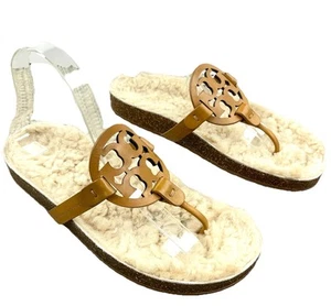 Tory Burch Miller Cloud Lammfell-Slipper Leder Logo Sandalen Damengröße 9 - Bild 1 von 15